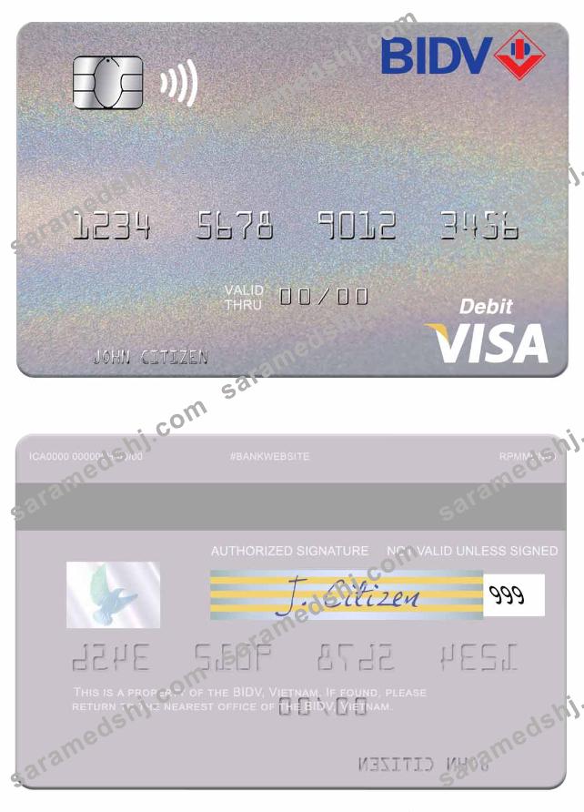 Vietnam BIDV visa debit card